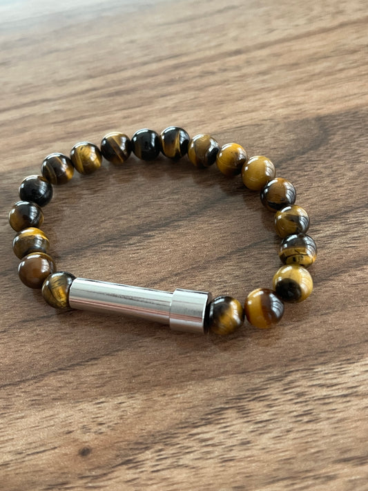 Tiger Eye with Steel Accent