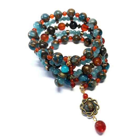 Red Agate, Bronzite, Dark Jasper, Aquamarine, Hematite Rolled Bracelet Rolled Bracelet