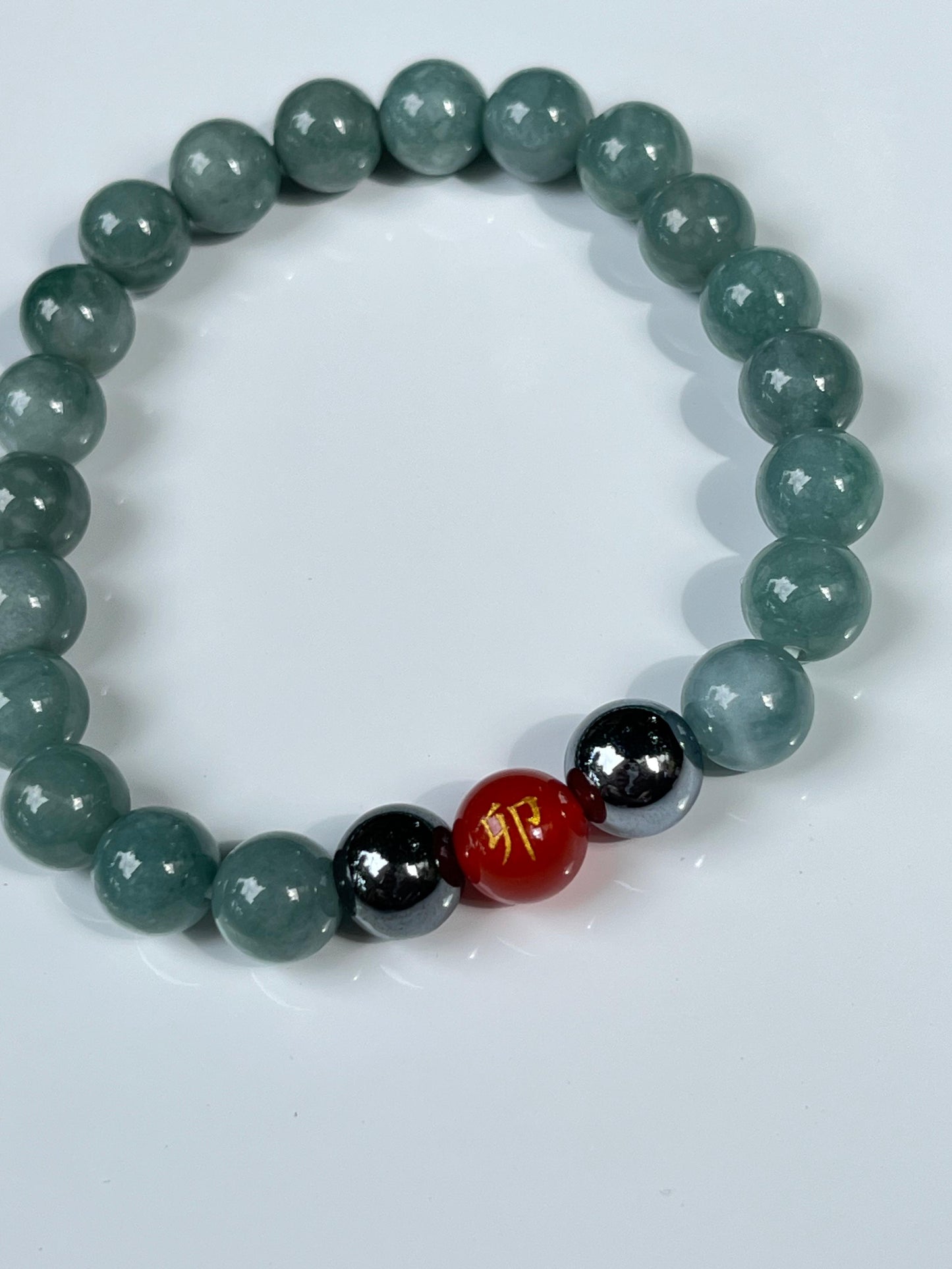 2025 Chinese Zodiac | Rabbit - Blue Water Jade and Terahertz with Red Agate