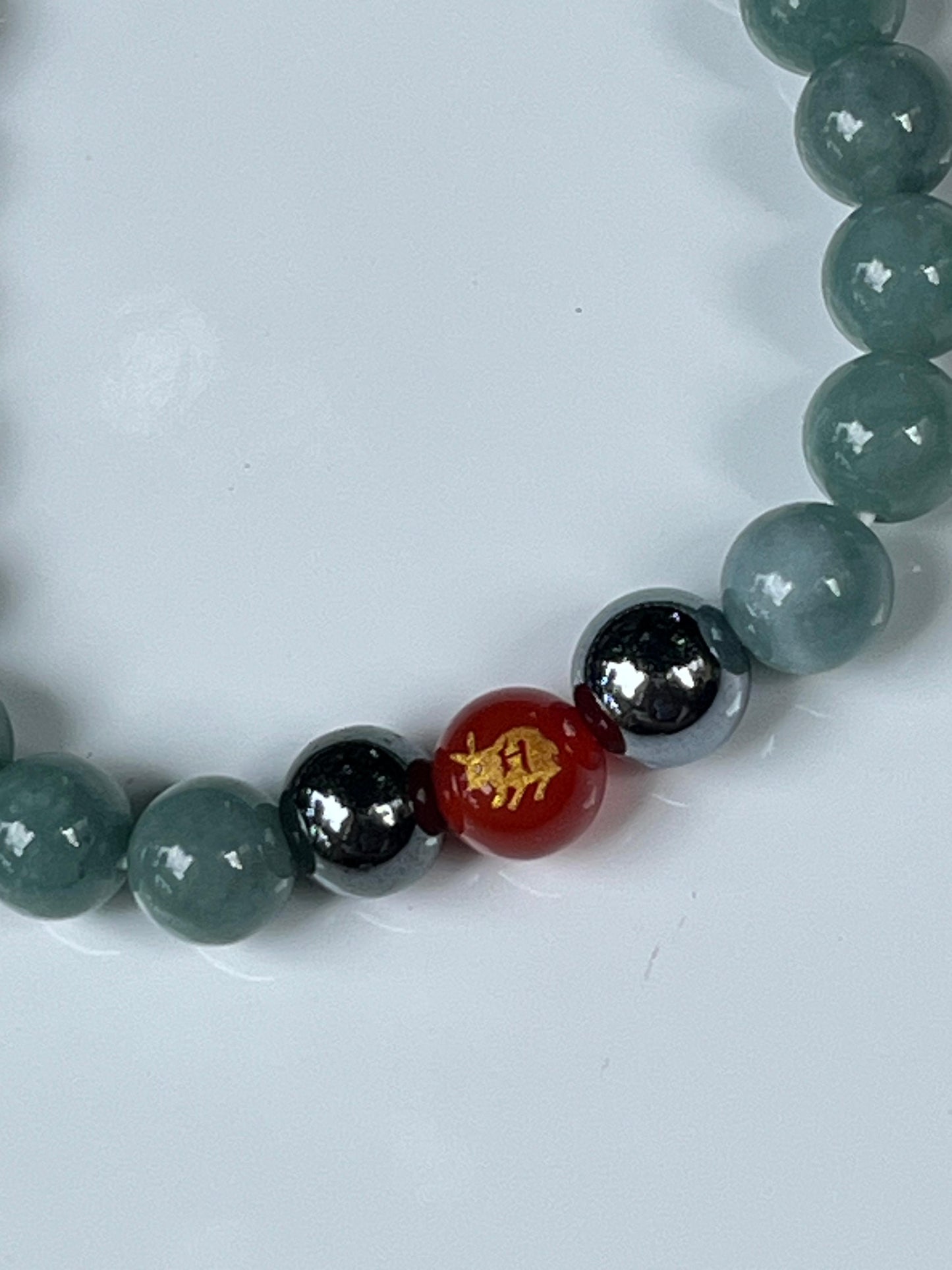 2025 Chinese Zodiac | Rabbit - Blue Water Jade and Terahertz with Red Agate