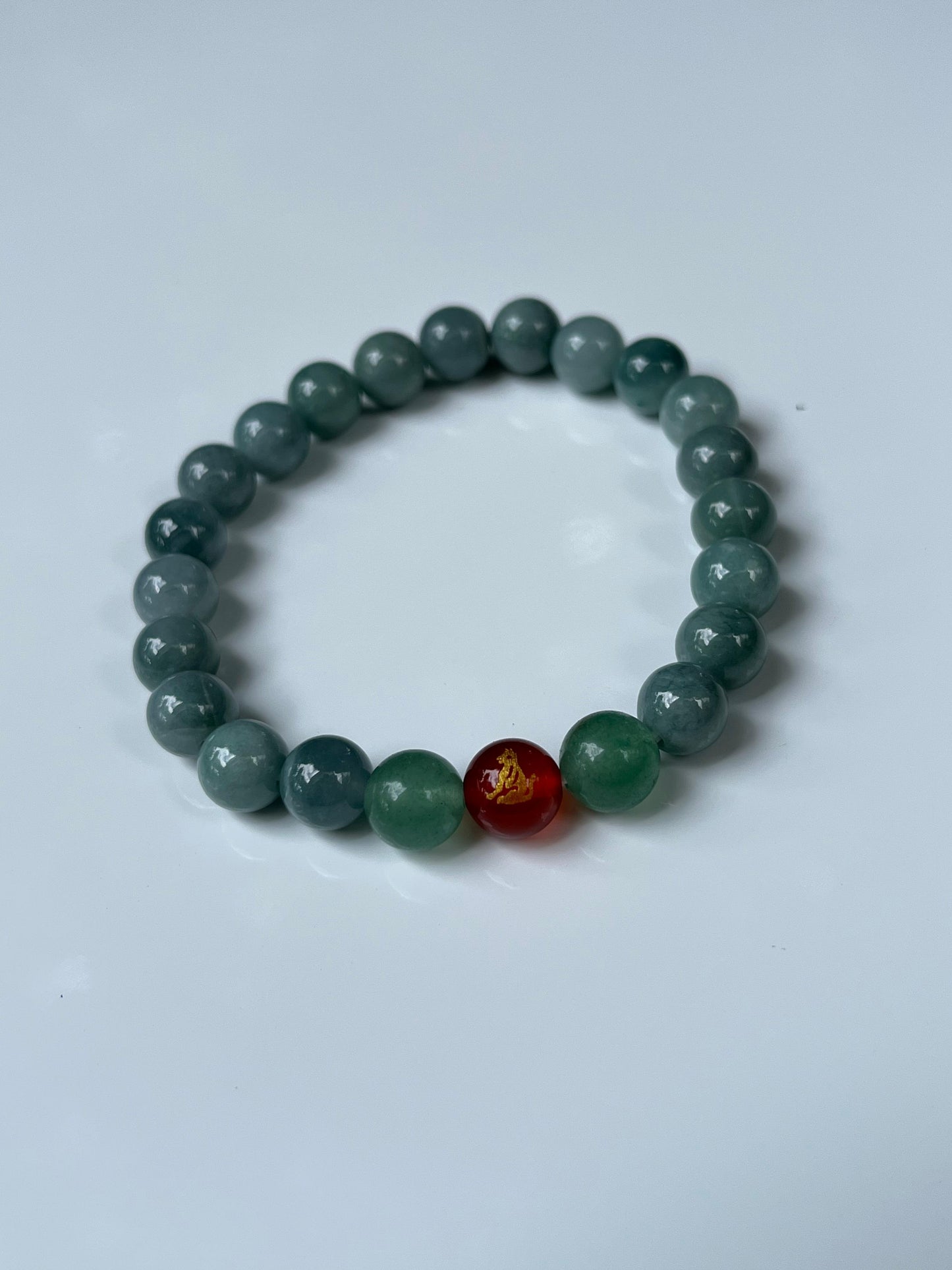 2025 Chinese Zodiac | Monkey - Blue Water Jade and Aventurine with Red Agate