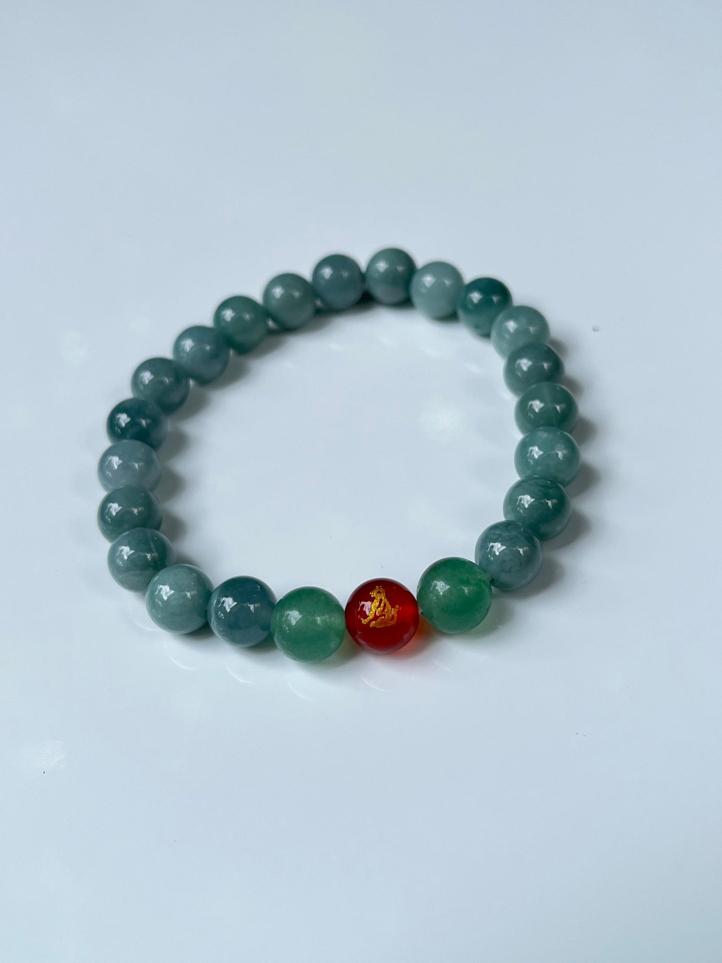 2025 Chinese Zodiac | Monkey - Blue Water Jade and Aventurine with Red Agate