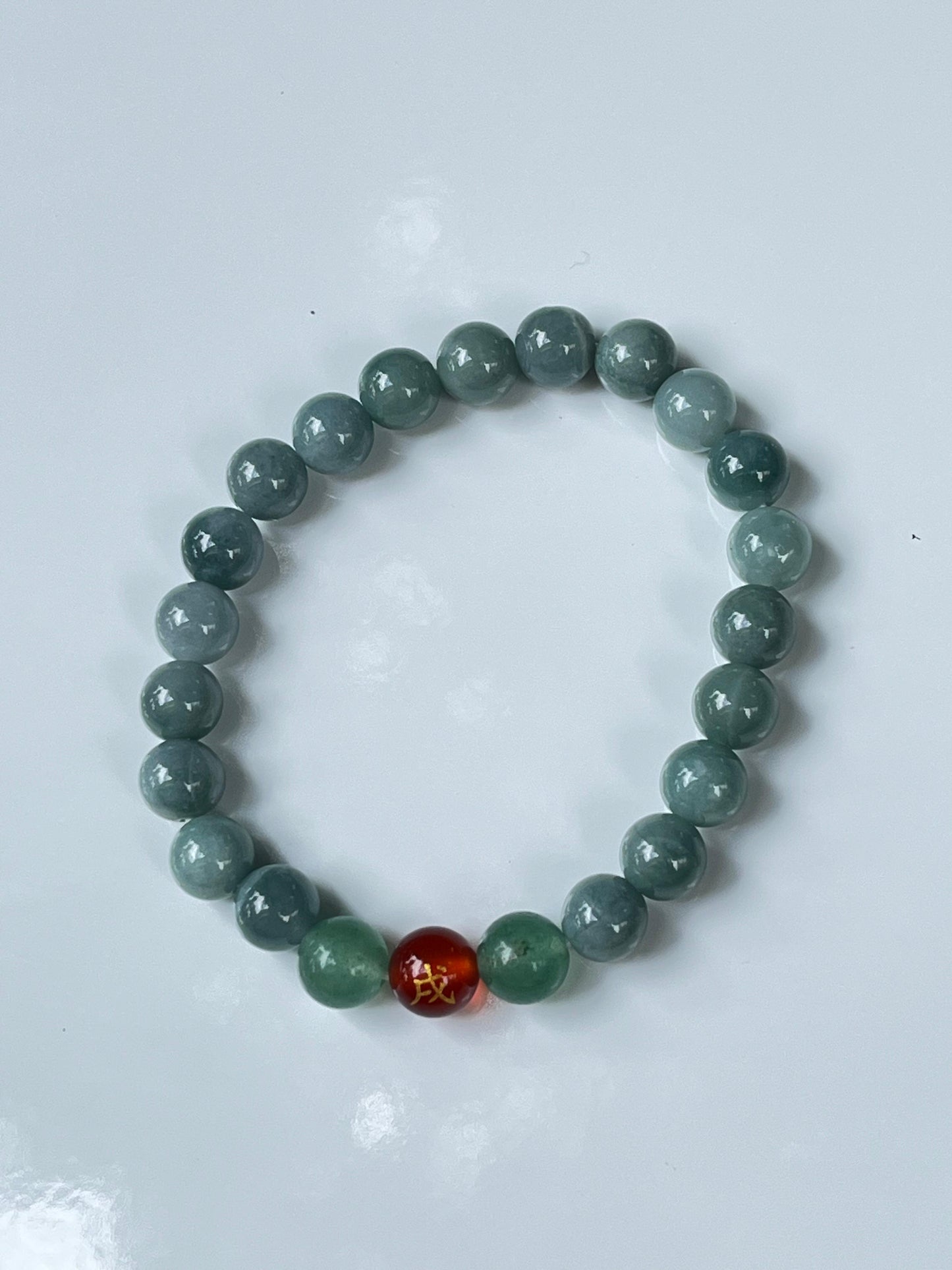 2025 Chinese Zodiac | Monkey - Blue Water Jade and Aventurine with Red Agate