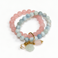 Madagascar Rose quartz and high grade aquamarine double layer combination bracelet