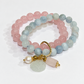 Madagascar Rose quartz and high grade aquamarine double layer combination bracelet