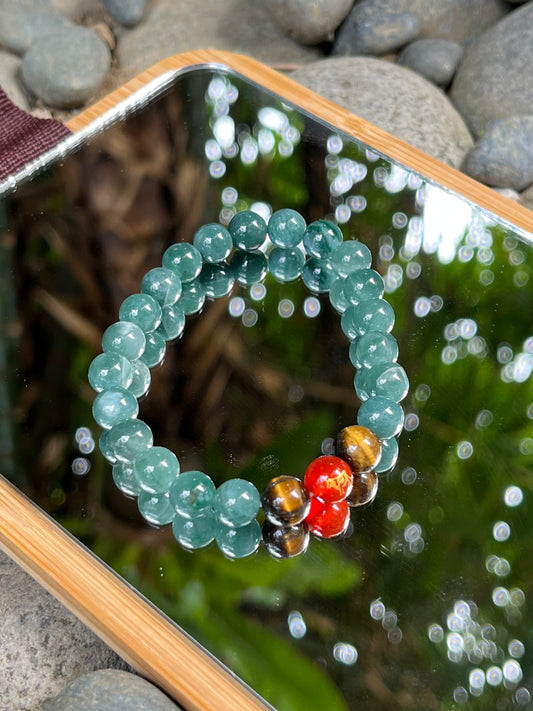 2025 Chinese Zodiac | Ox - Blue Water Jade and Tiger Eye with Red Agate