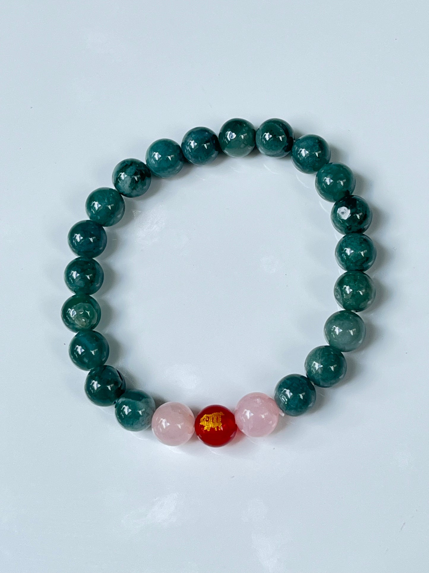 2025 Chinese Zodiac | Pig - Blue Water Jade and Rose Quartz with Red Agate