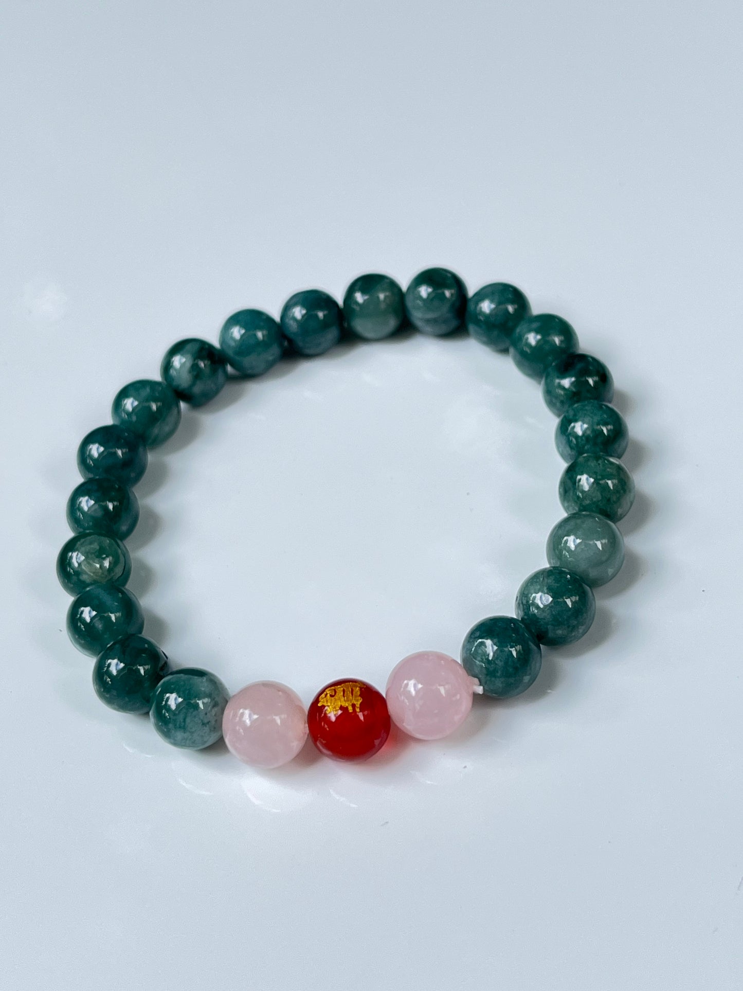 2025 Chinese Zodiac | Pig - Blue Water Jade and Rose Quartz with Red Agate