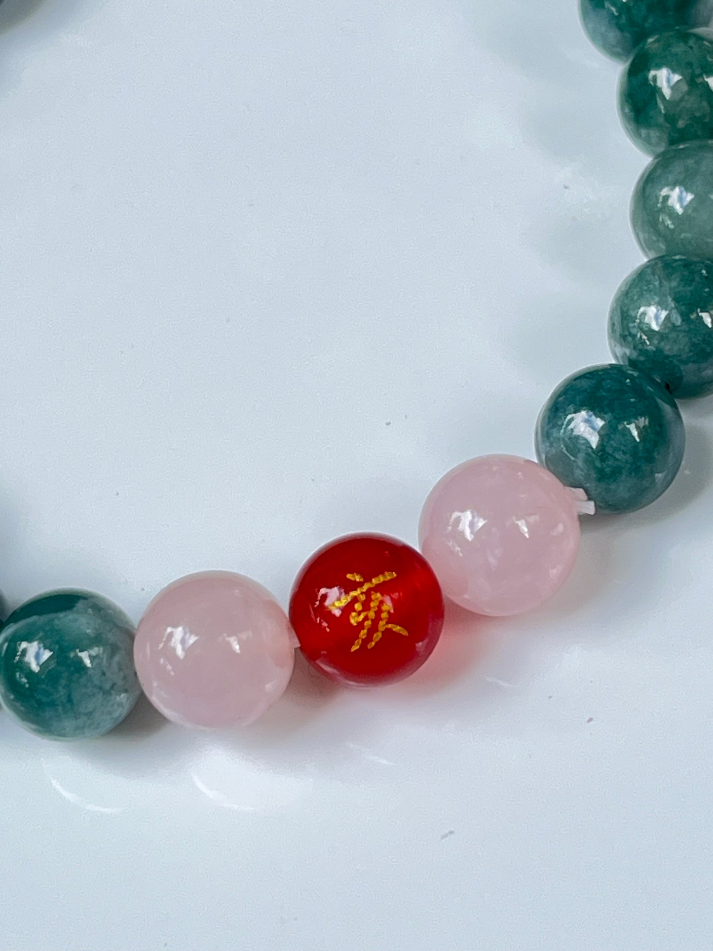 2025 Chinese Zodiac | Pig - Blue Water Jade and Rose Quartz with Red Agate