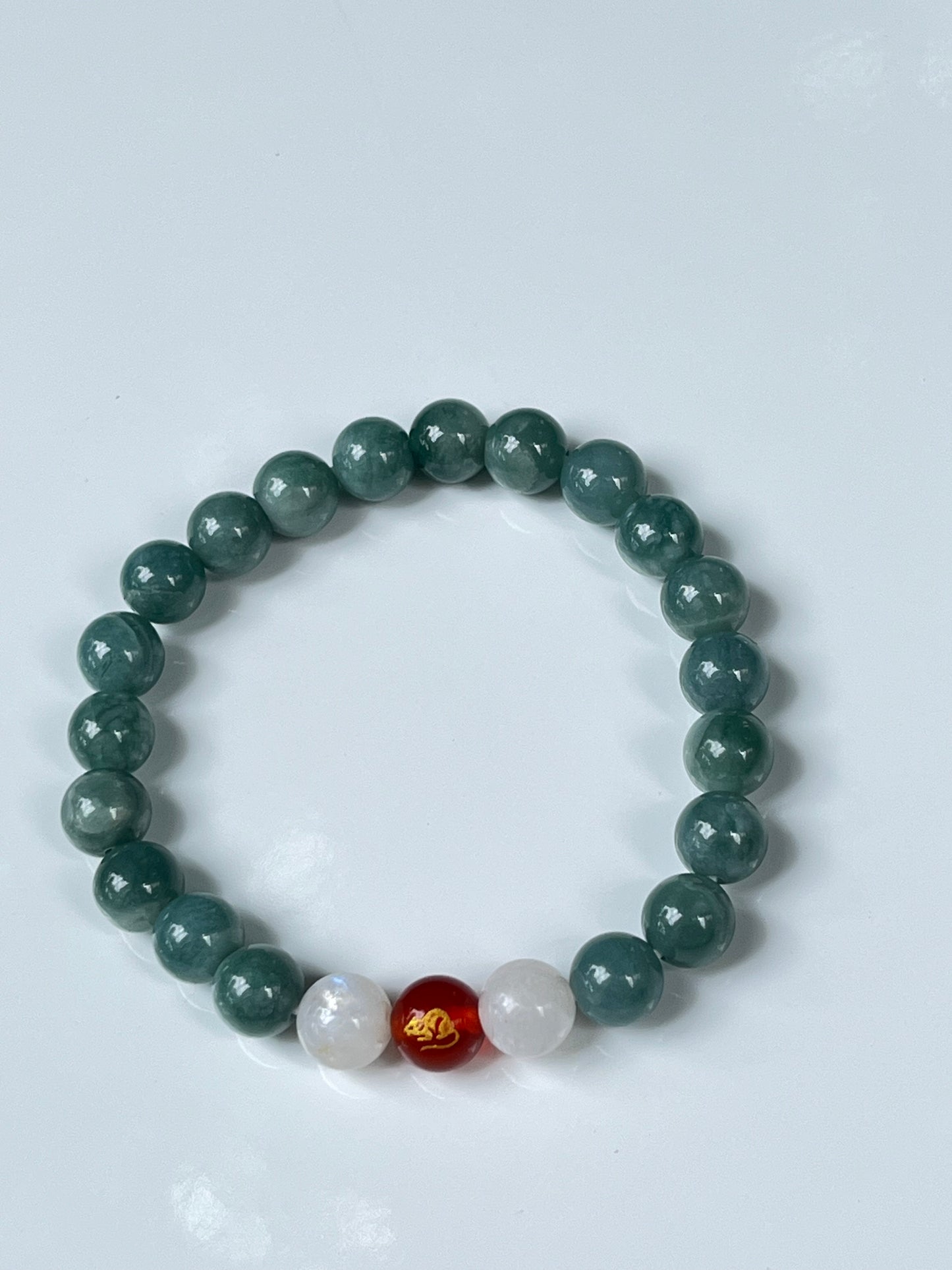 2025 Chinese Zodiac | Rat - Blue Water Jade and Moonstone with Red Agate