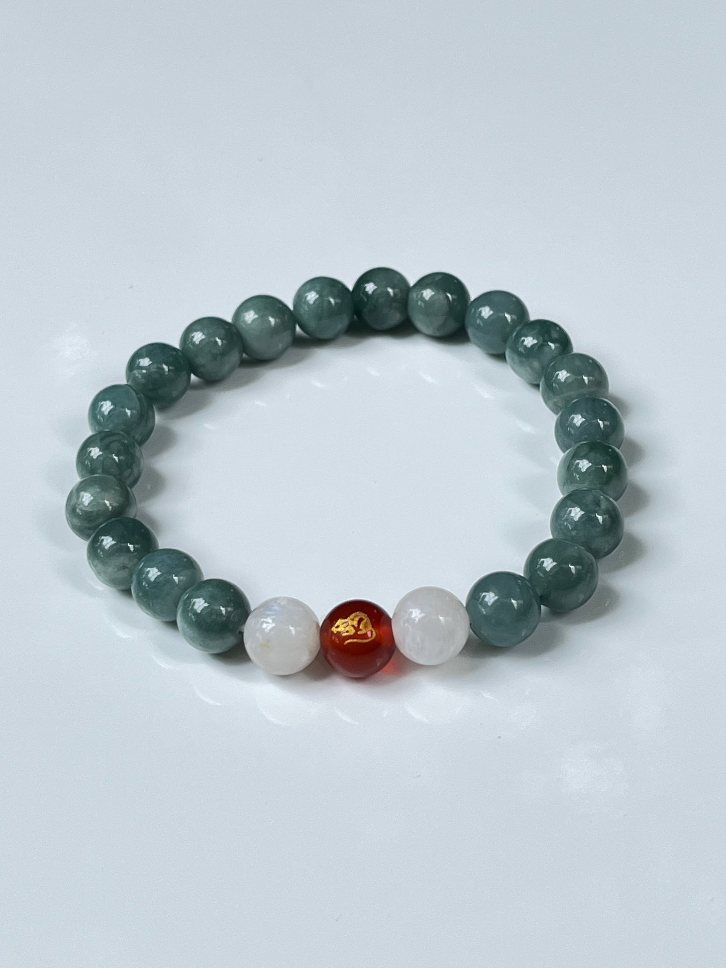 2025 Chinese Zodiac | Rat - Blue Water Jade and Moonstone with Red Agate