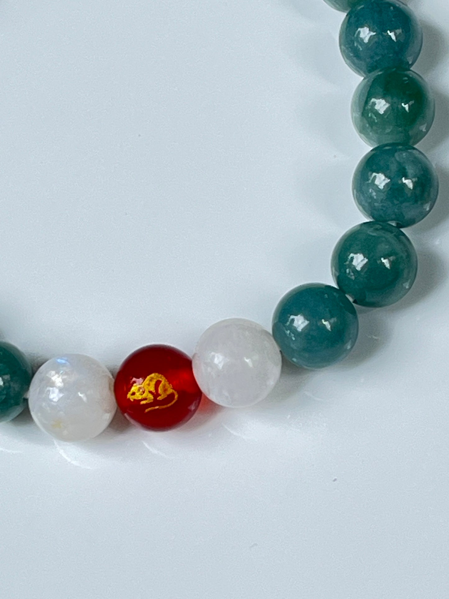 2025 Chinese Zodiac | Rat - Blue Water Jade and Moonstone with Red Agate