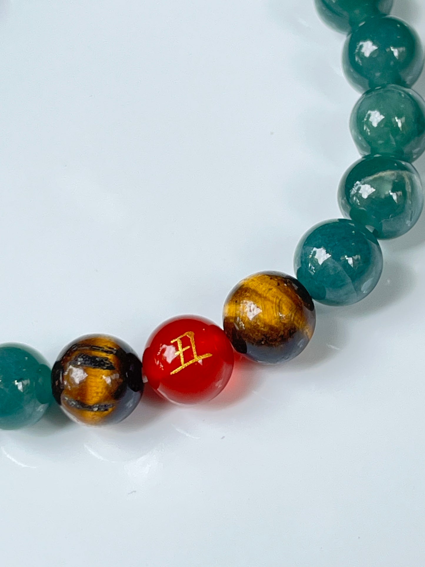 2025 Chinese Zodiac | Ox - Blue Water Jade and Tiger Eye with Red Agate