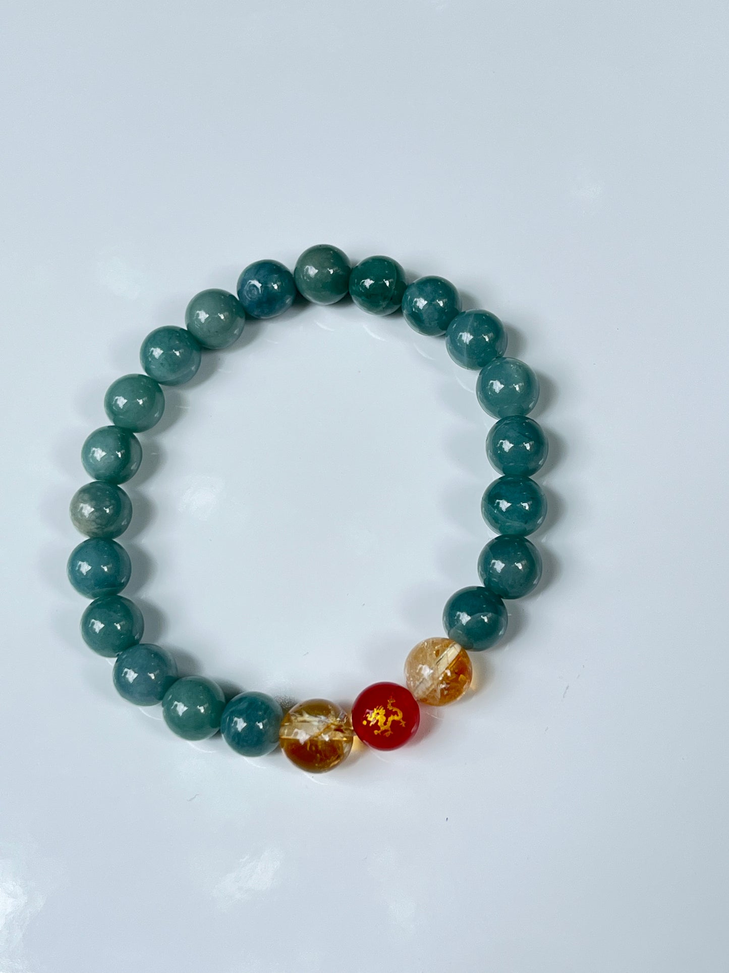 2025 Chinese Zodiac | Dragon - Blue Water Jade and Citrine with Red Agate