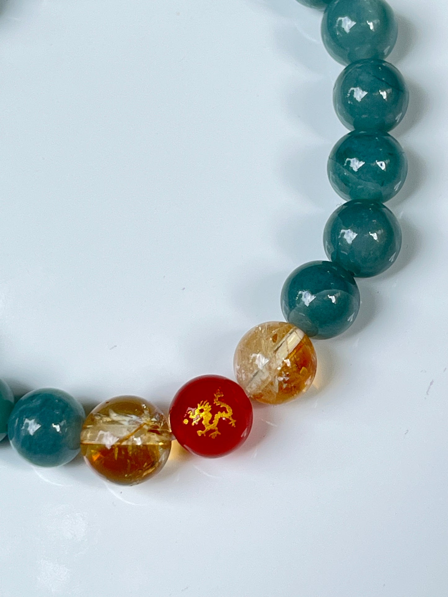 2025 Chinese Zodiac | Dragon - Blue Water Jade and Citrine with Red Agate