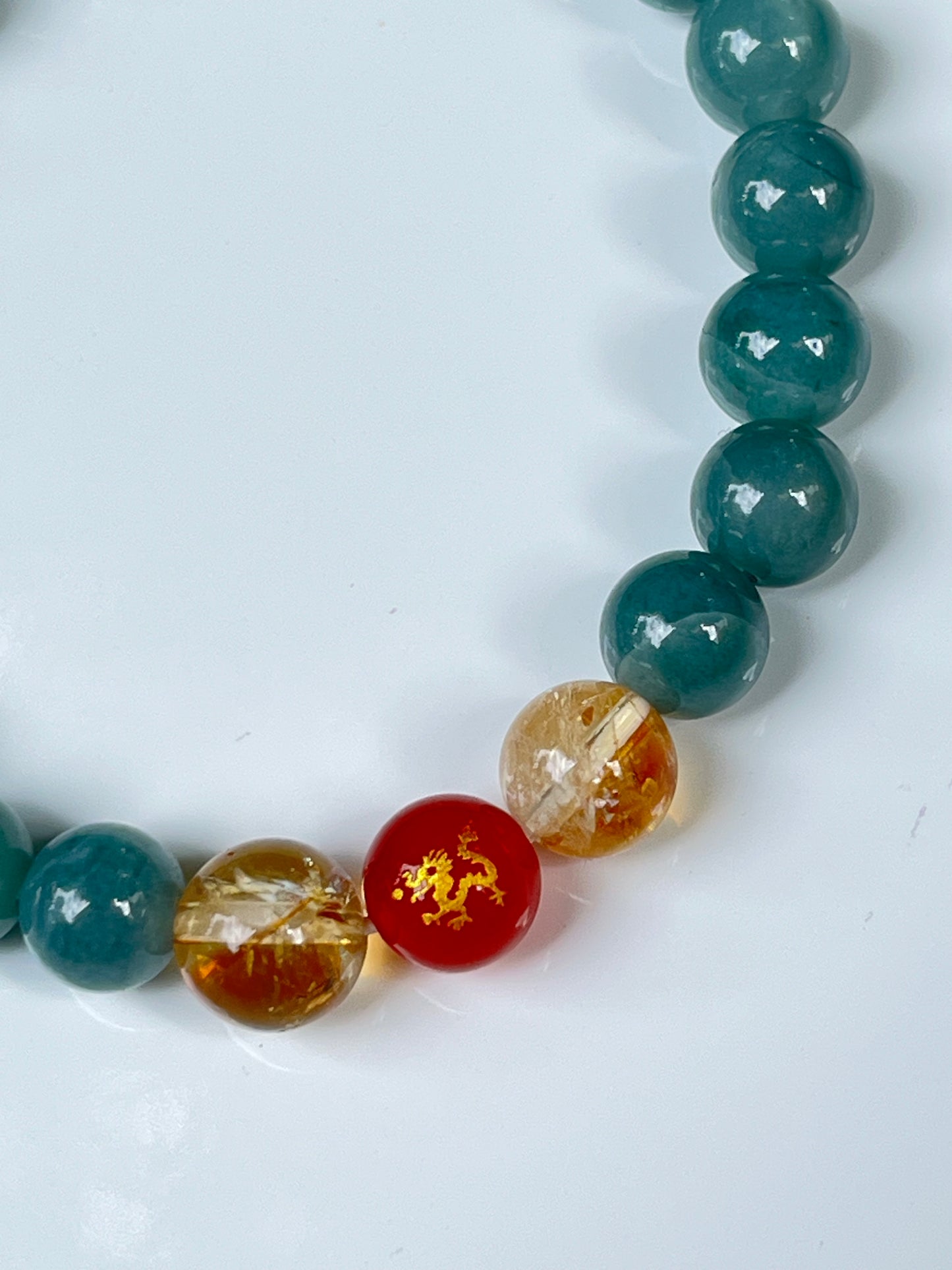 2025 Chinese Zodiac | Dragon - Blue Water Jade and Citrine with Red Agate