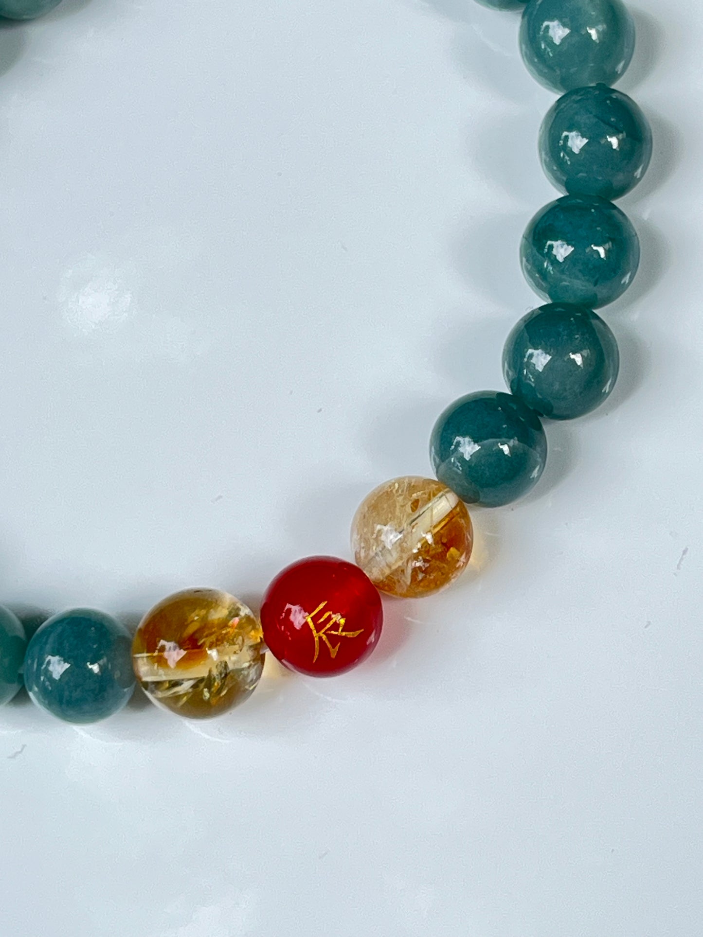 2025 Chinese Zodiac | Dragon - Blue Water Jade and Citrine with Red Agate