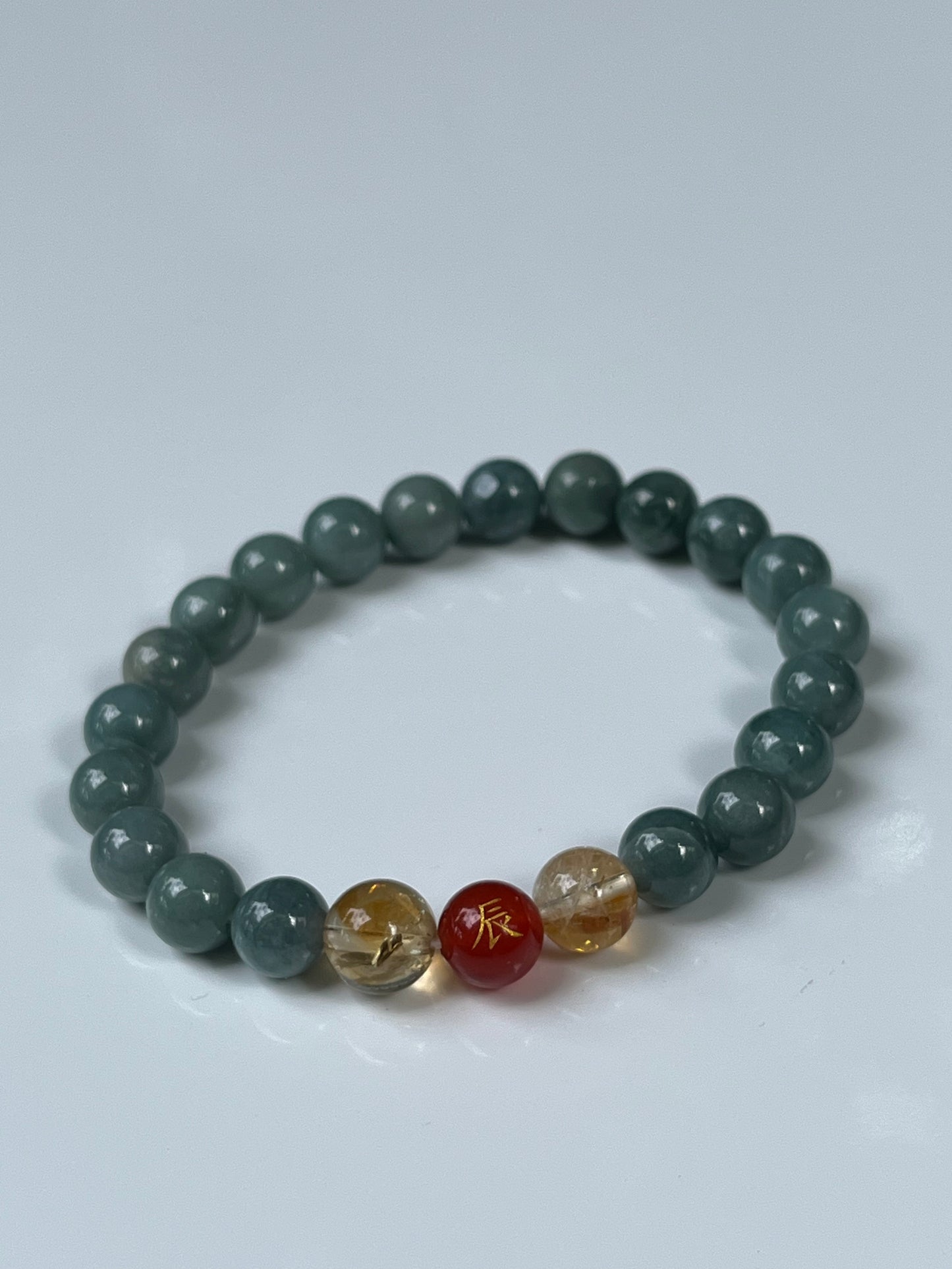 2025 Chinese Zodiac | Dragon - Blue Water Jade and Citrine with Red Agate