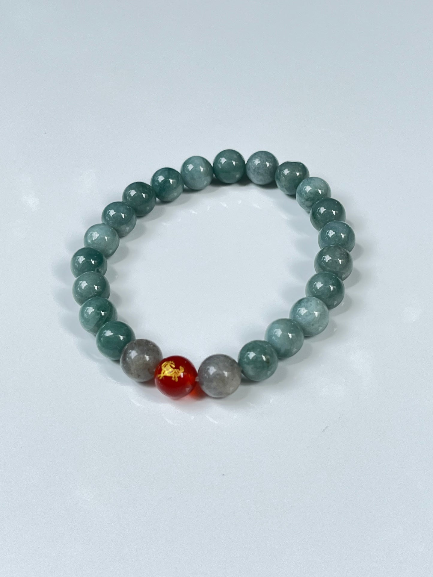 2025 Chinese Zodiac | Horse - Blue Water Jade and Labradorite with Red Agate