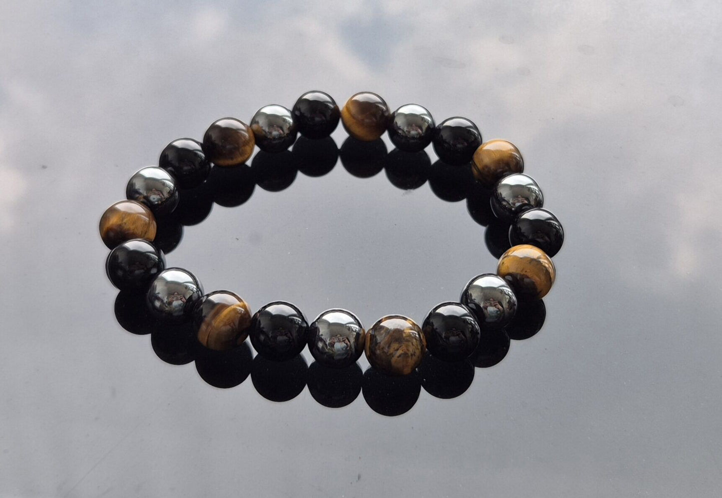 All-in-One Natural Stone Bracelet – Onyx, Tiger Eye & Hematite