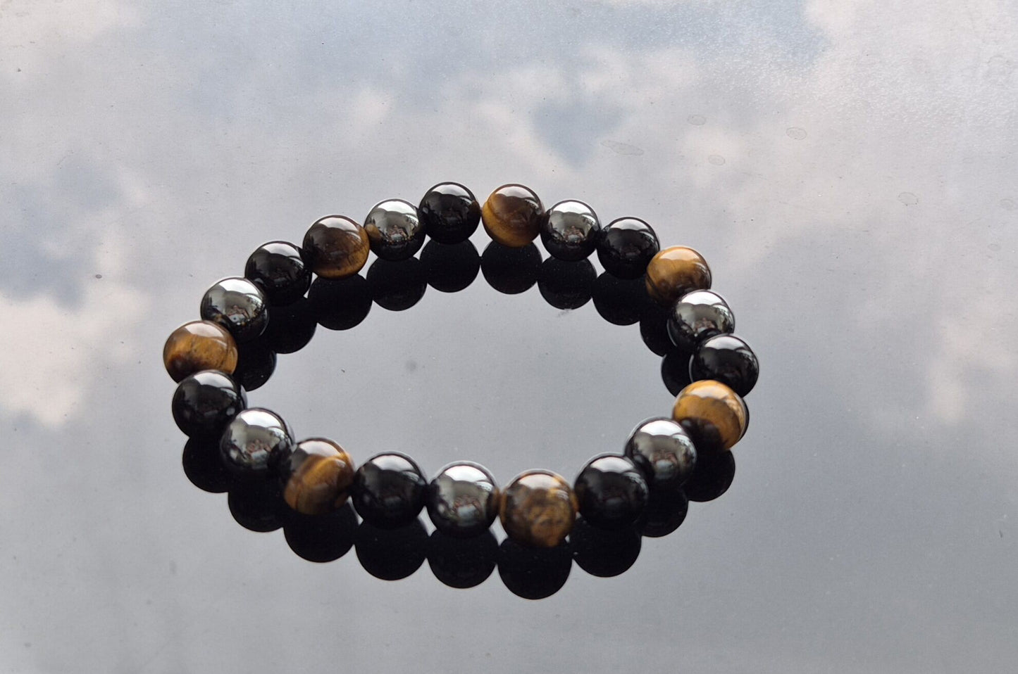 All-in-One Natural Stone Bracelet – Onyx, Tiger Eye & Hematite