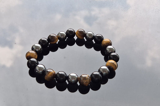 All-in-One Natural Stone Bracelet – Onyx, Tiger Eye & Hematite