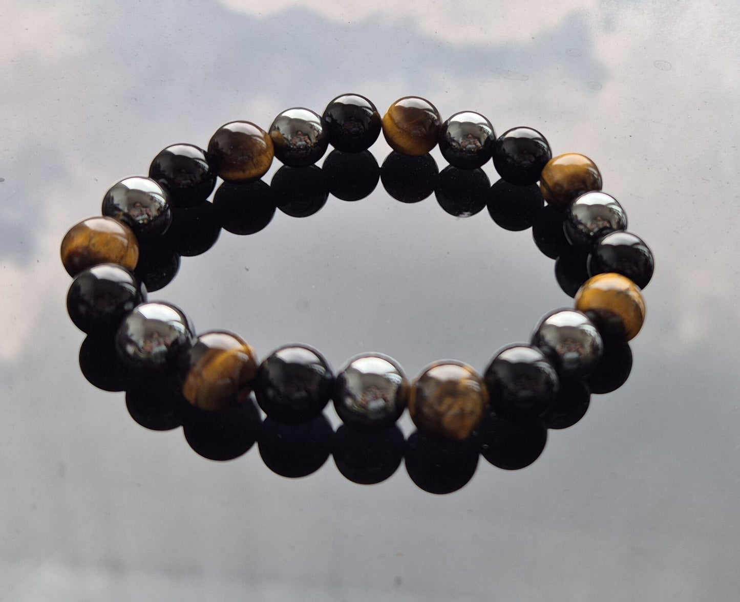 All-in-One Natural Stone Bracelet – Onyx, Tiger Eye & Hematite