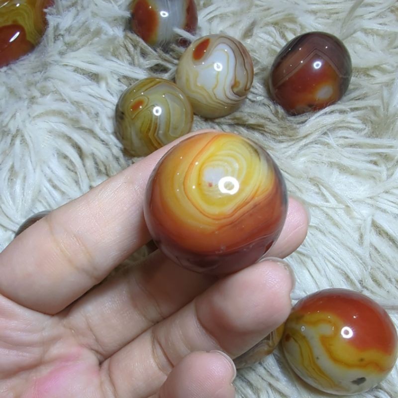 sardonyx palm stone and mini sphere