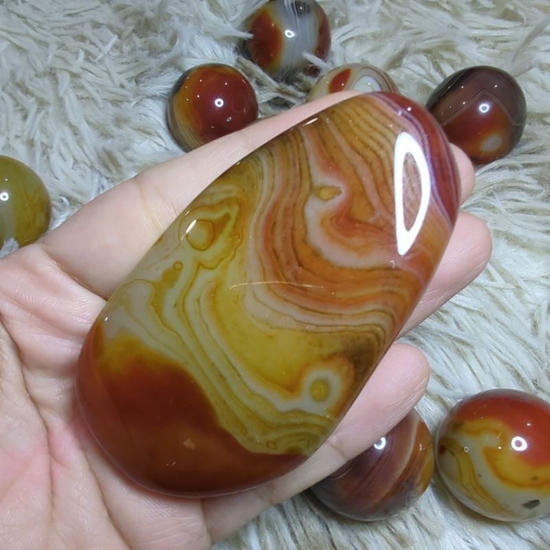 sardonyx palm stone and mini sphere