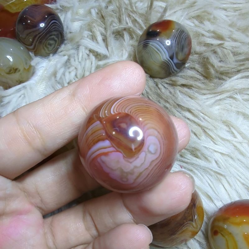 sardonyx palm stone and mini sphere