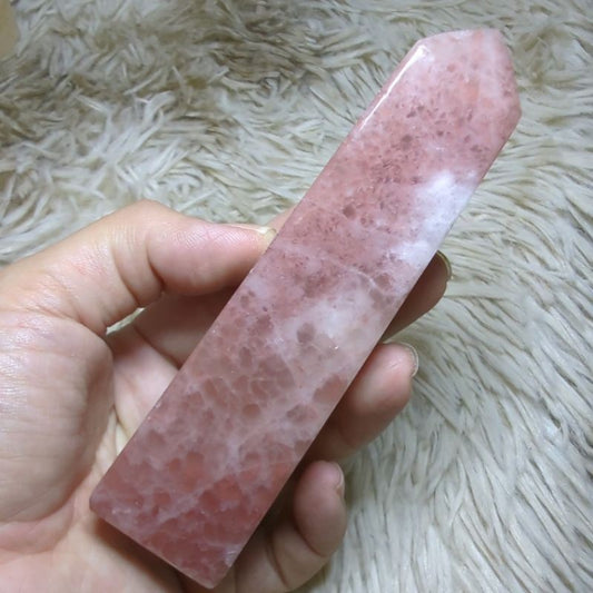 rose calcite moon and tower