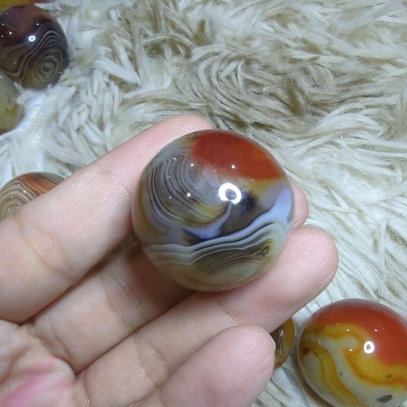 sardonyx palm stone and mini sphere