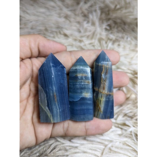 blue onyx / Lemurian aquatine calcite tower