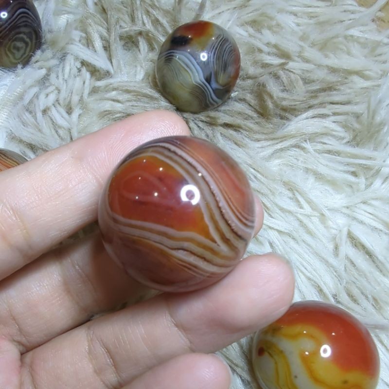 sardonyx palm stone and mini sphere