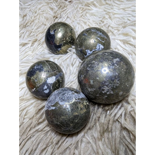 pyrite sphere and heart authentic crystal for abundance
