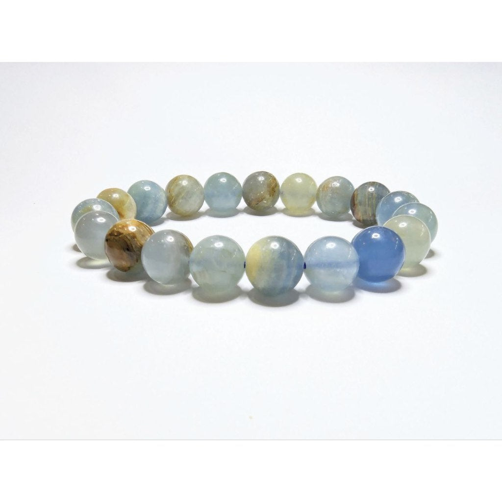 Aquatine Calcite / Argentinian Blue Onyx gemstone bracelet