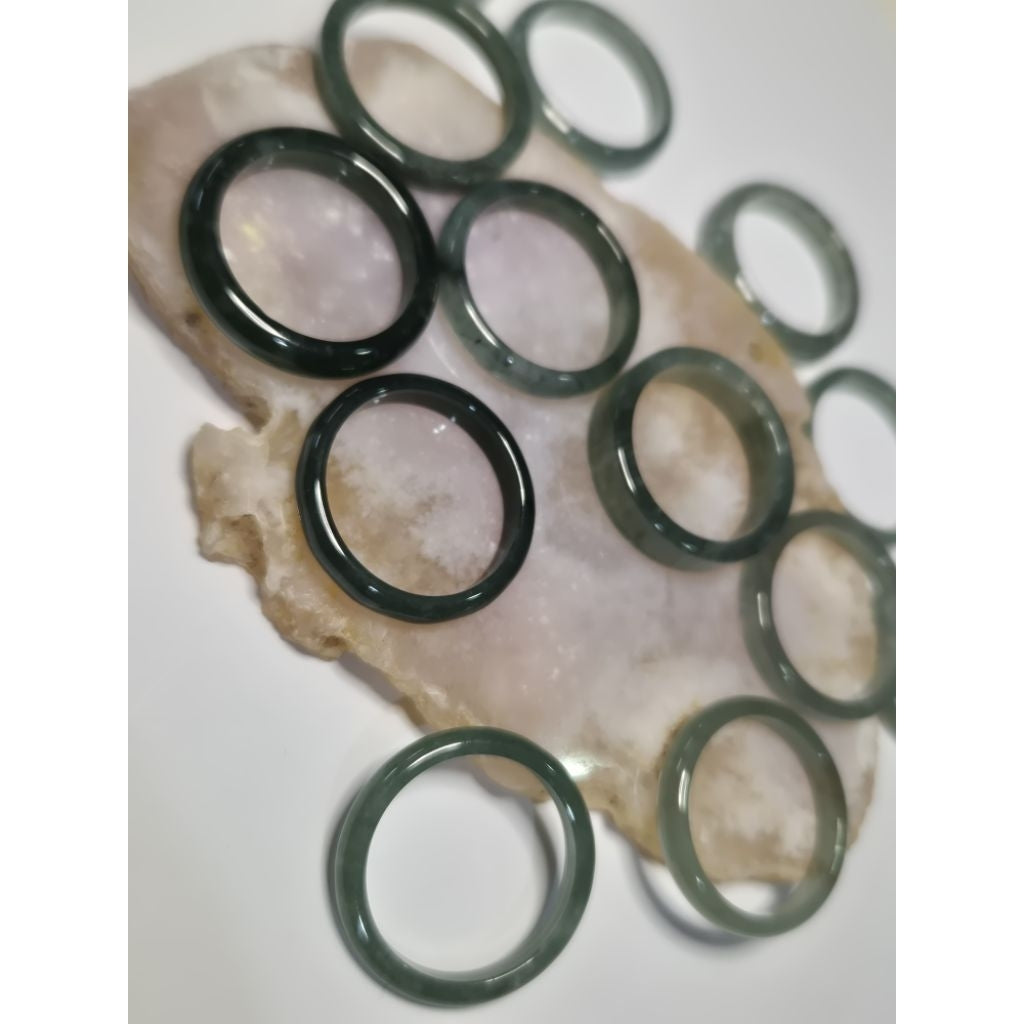 Authentic Blue water jade ring size 8-8.5