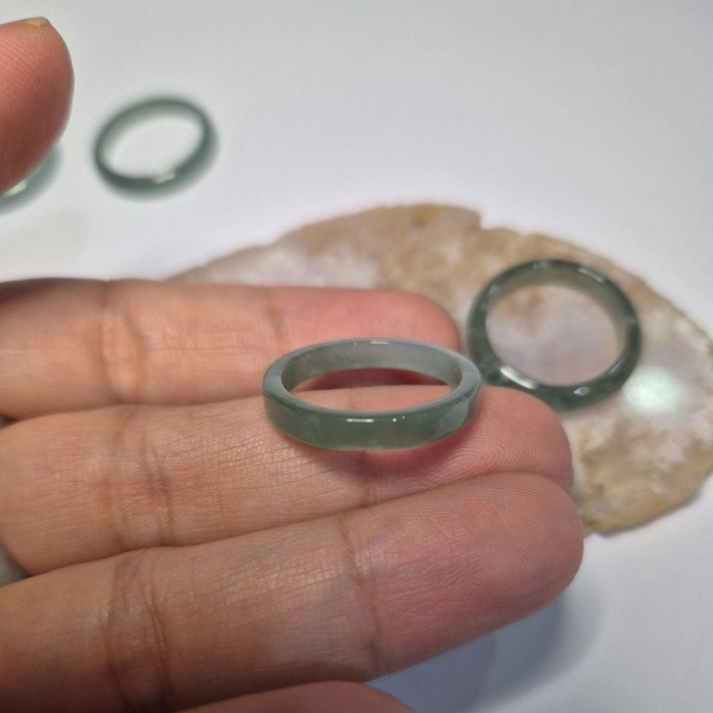 Authentic Blue water jade ring size 8-8.5