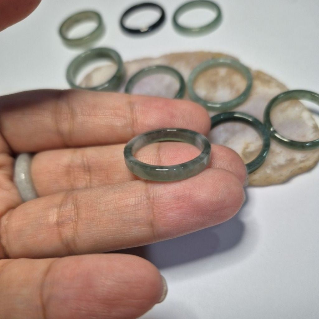 Authentic Blue water jade ring size 9-9.5