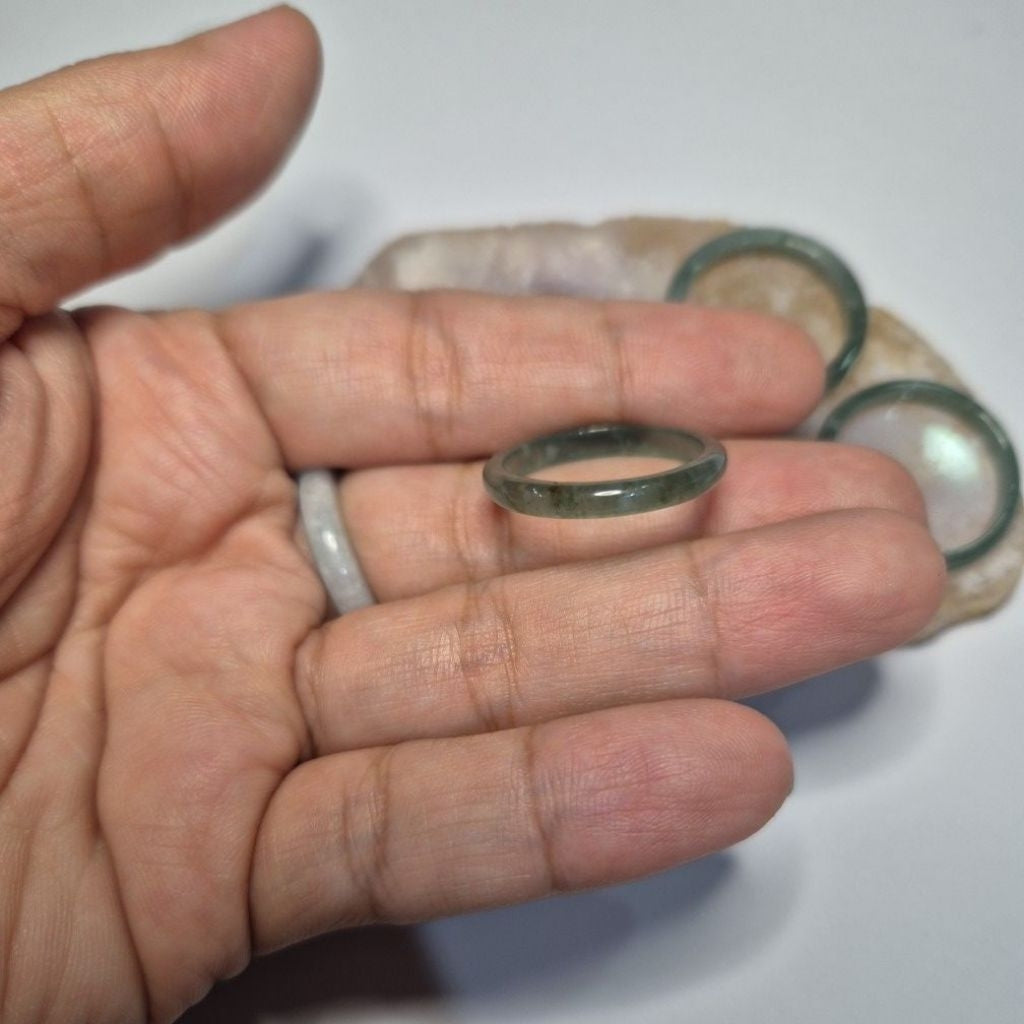 Authentic Blue water jade ring size 10-12