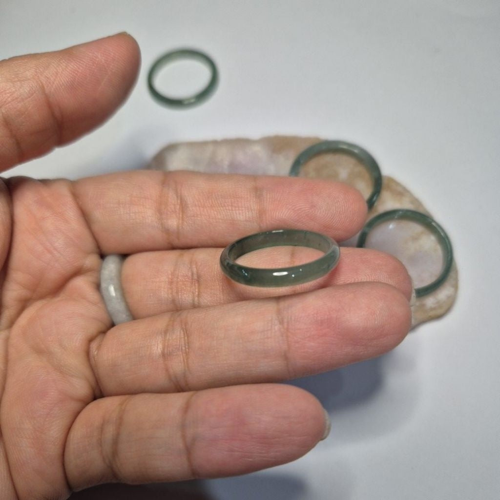 Authentic Blue water jade ring size 10-12