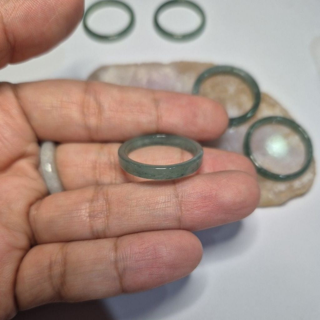 Authentic Blue water jade ring size 10-12