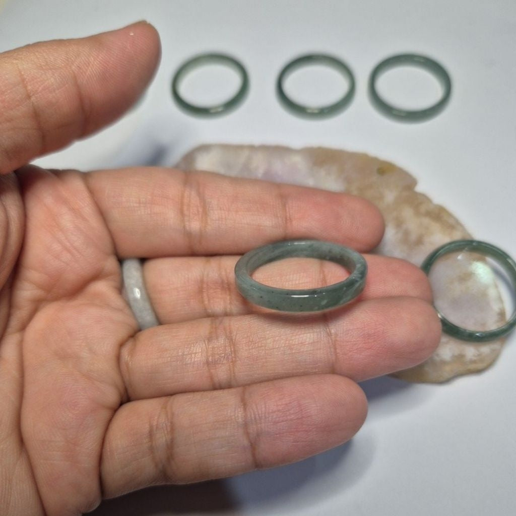 Authentic Blue water jade ring size 10-12