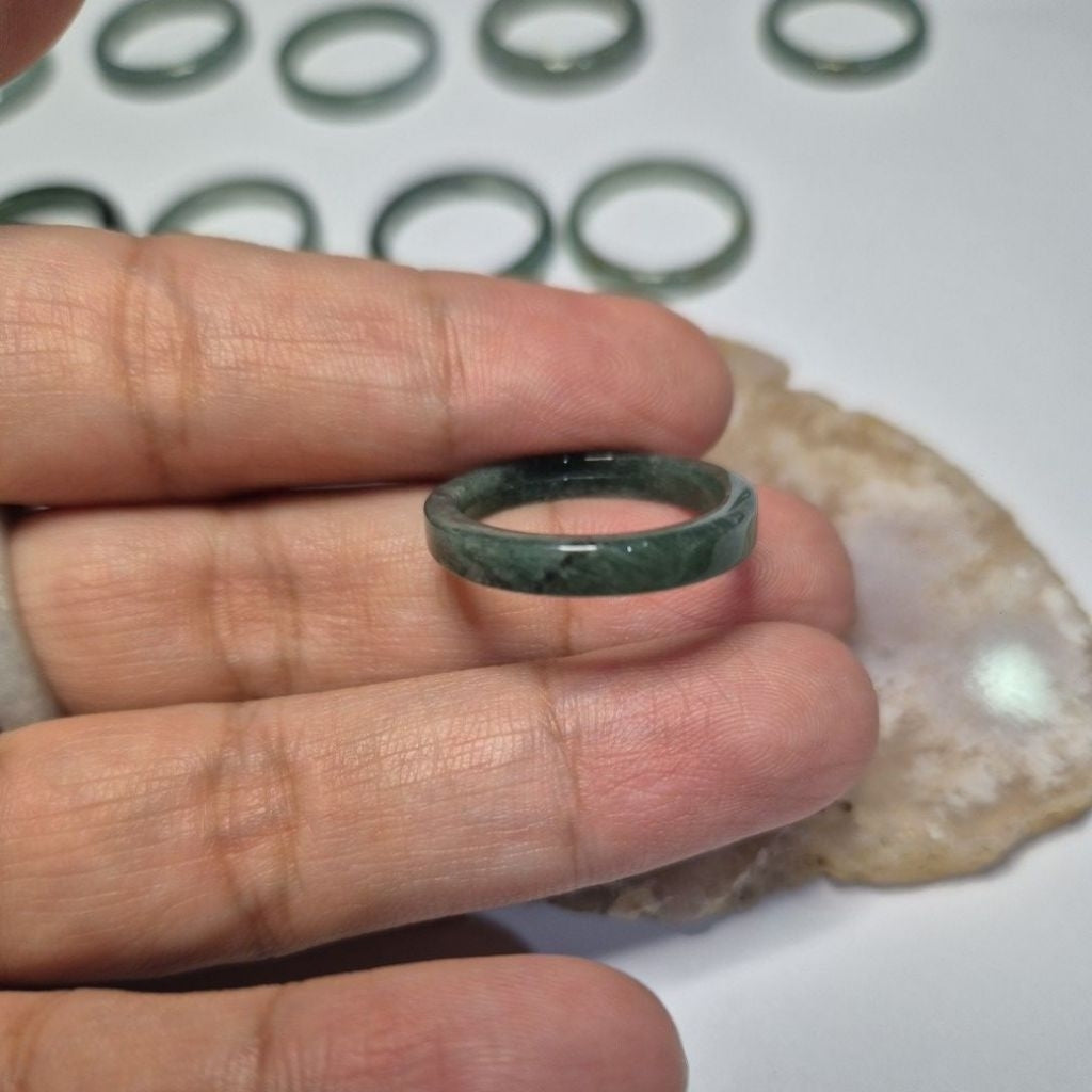 Authentic Blue water jade ring size 8-8.5