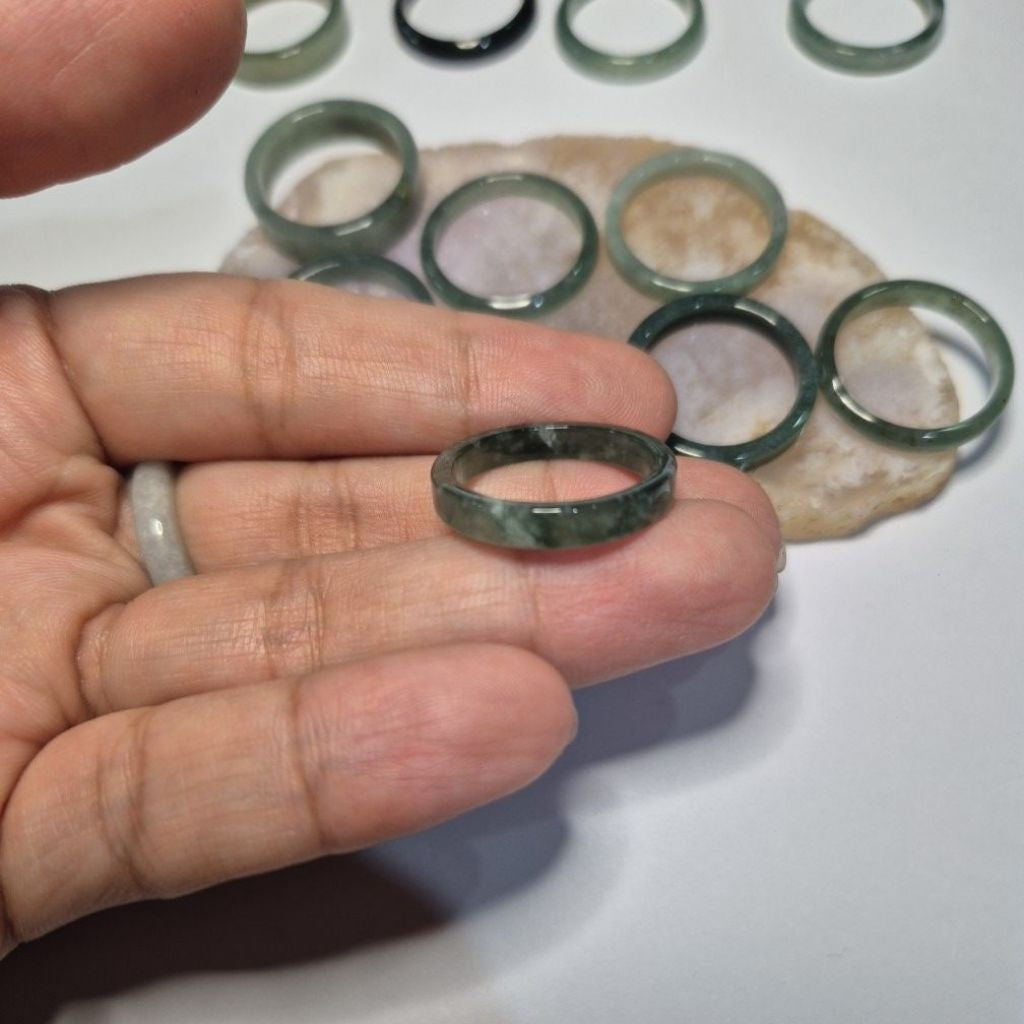 Authentic Blue water jade ring size 9-9.5