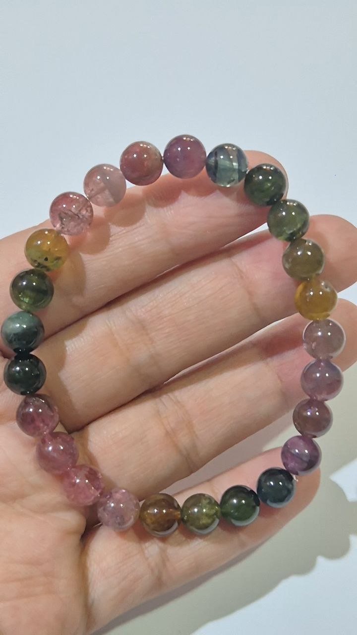 colorful tourmaline round beads