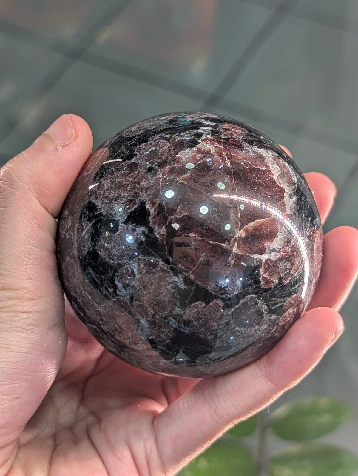 Garnet Sphere (with Free Stand)