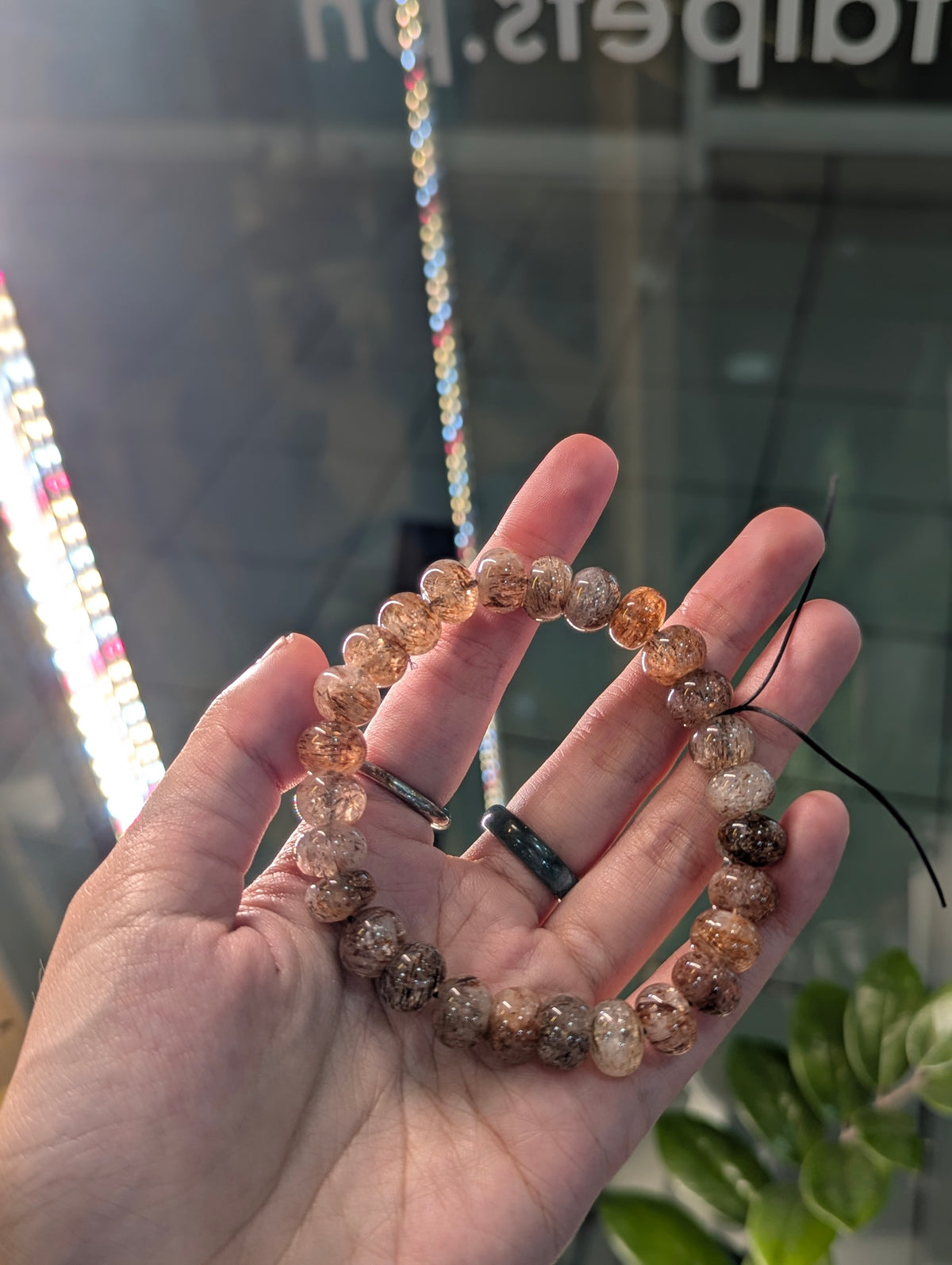 Copper Rutilated Quartz Abacus Bracelet (11mm)