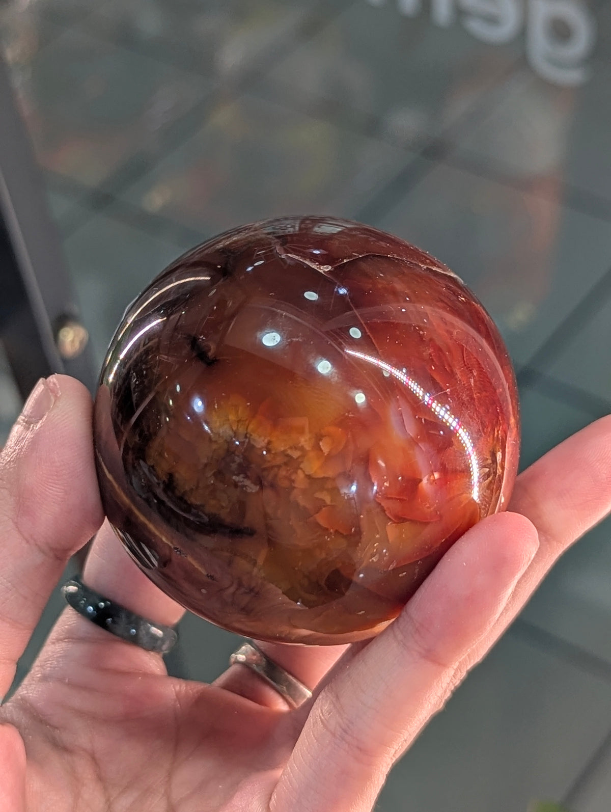 Carnelian Sphere (with Free Stand)