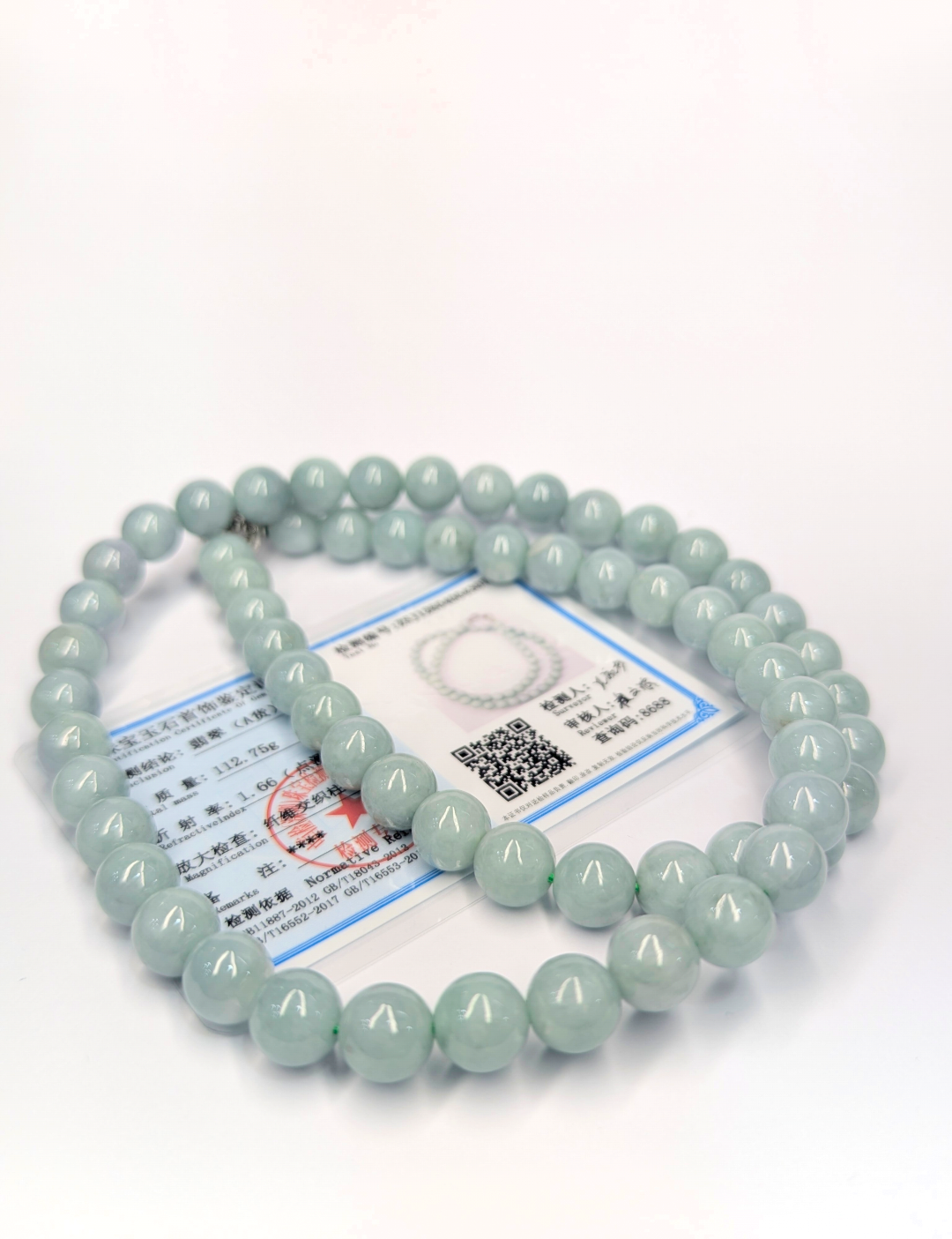 Burmese Green Apple Jade Necklace with Certificate of Authenticity